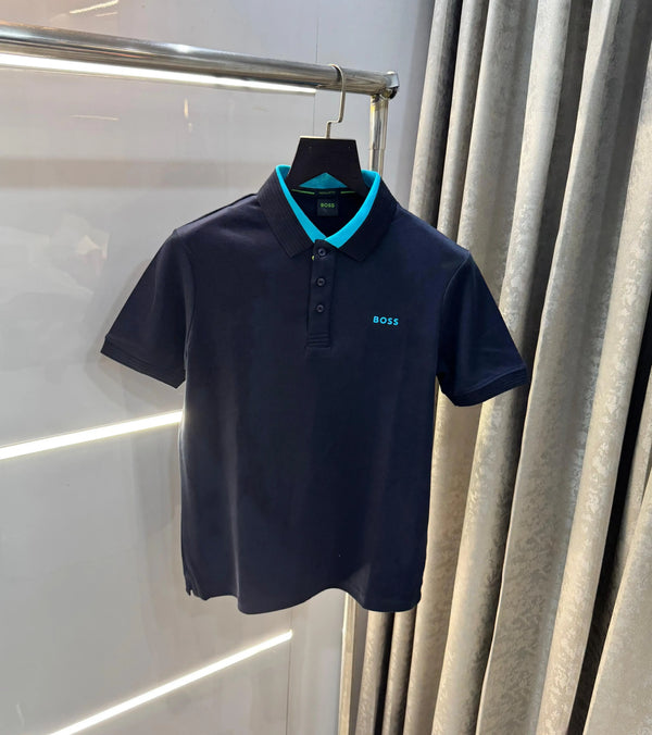 Hugo Bos s Navy Blue Premium Polo T-Shirt