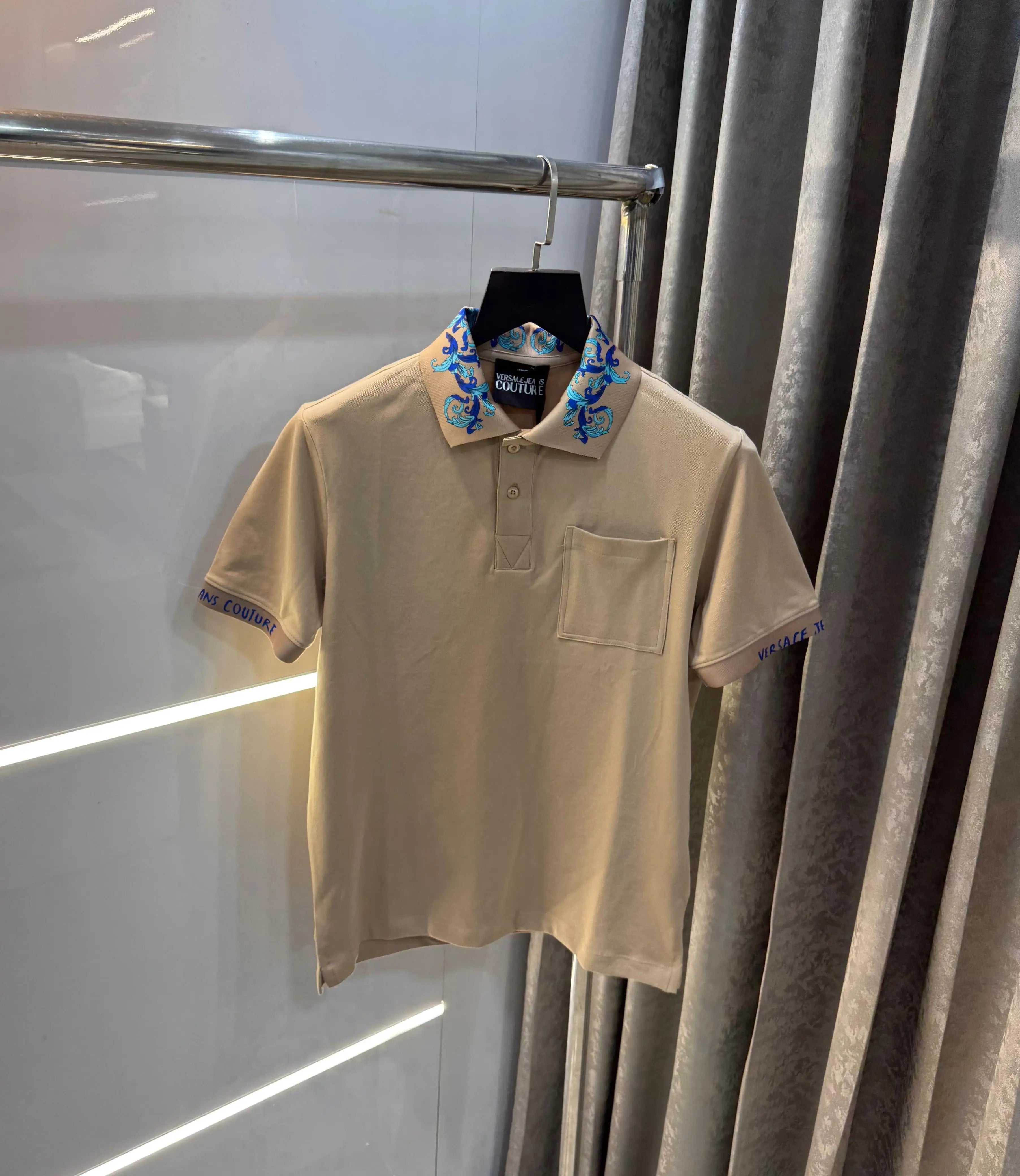 Versac e Couture Baige  Collar Logo Imported Polo T-Shirt Secondary image