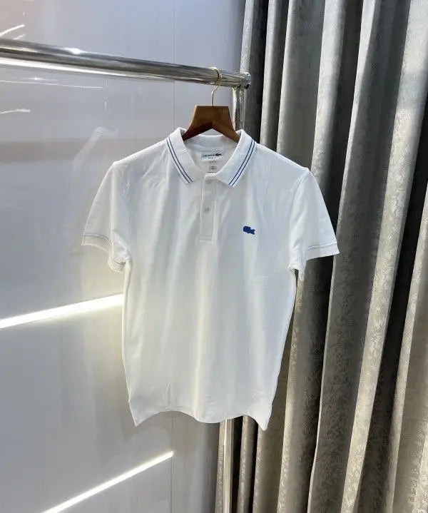 Lacost e White Embroidery Logo Premium Polo T-Shirt