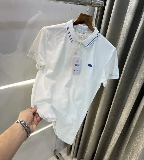 Lacost e White Embroidery Logo Premium Polo T-Shirt