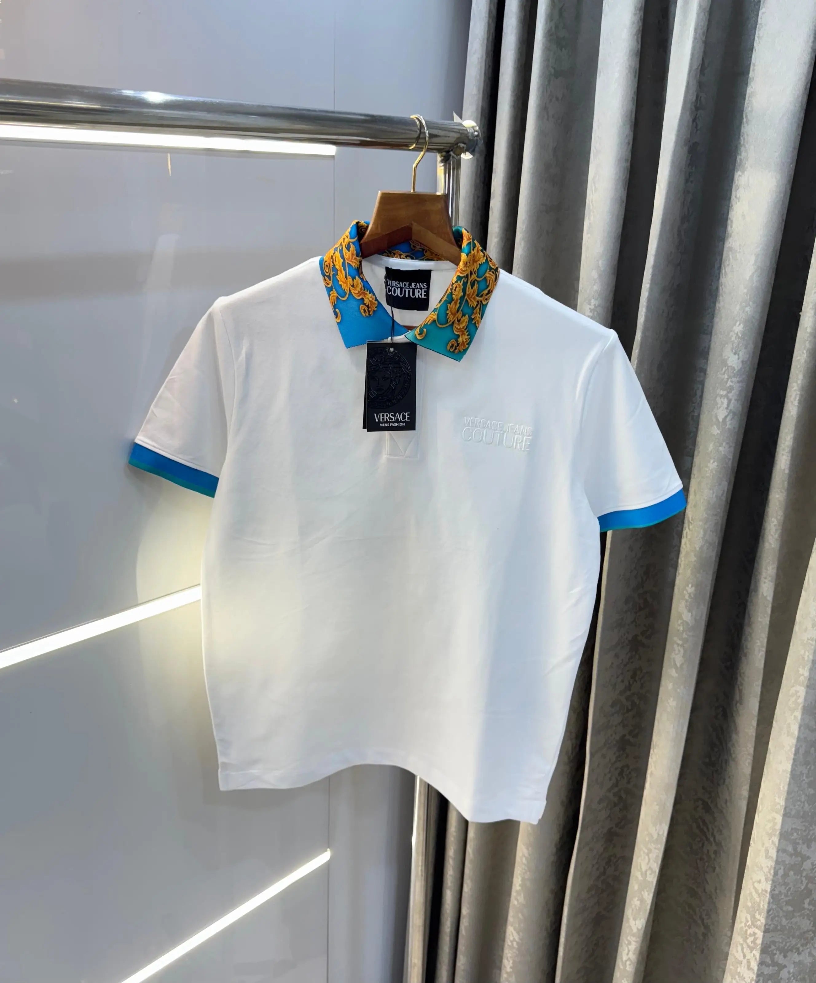 Versac e Couture White Collar Logo Imported Polo T-Shirt