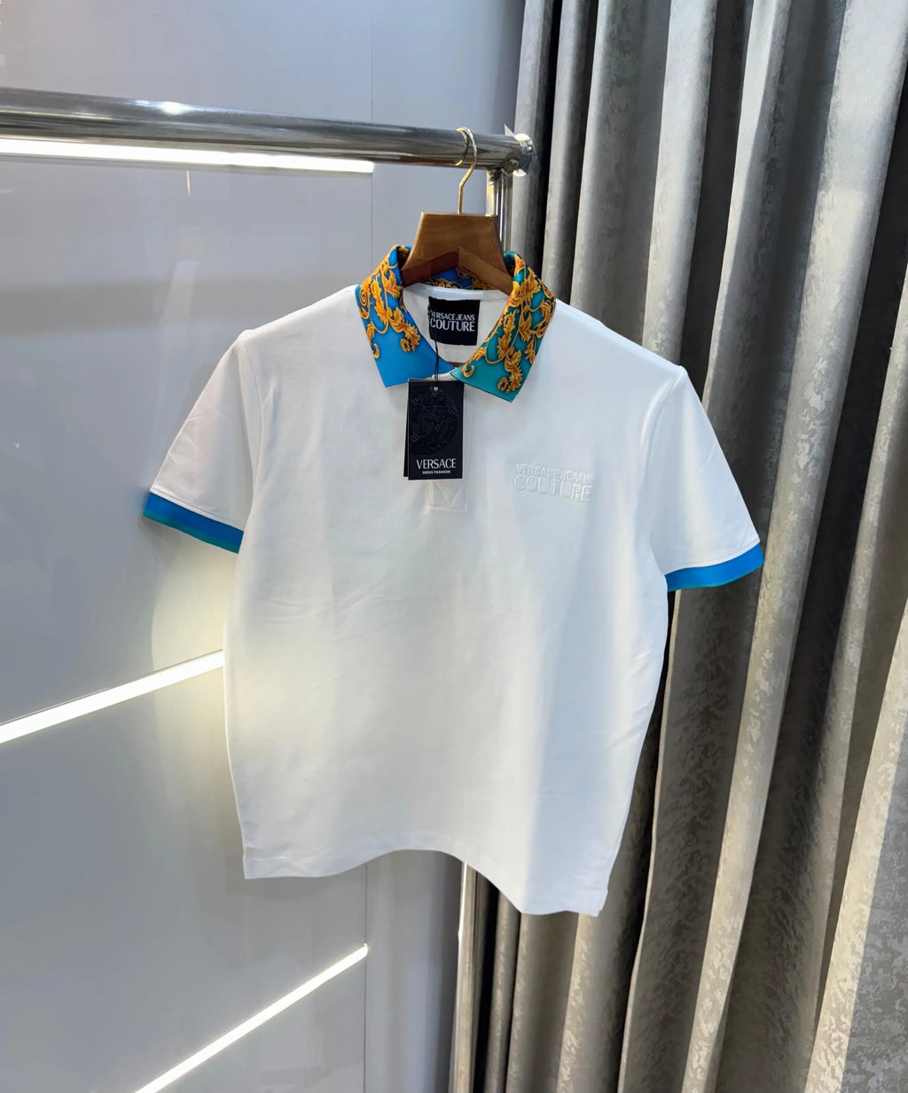 Versac e Couture White Collar Logo Imported Polo T-Shirt