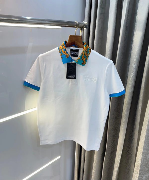 Versac e Couture White Collar Logo Imported Polo T-Shirt