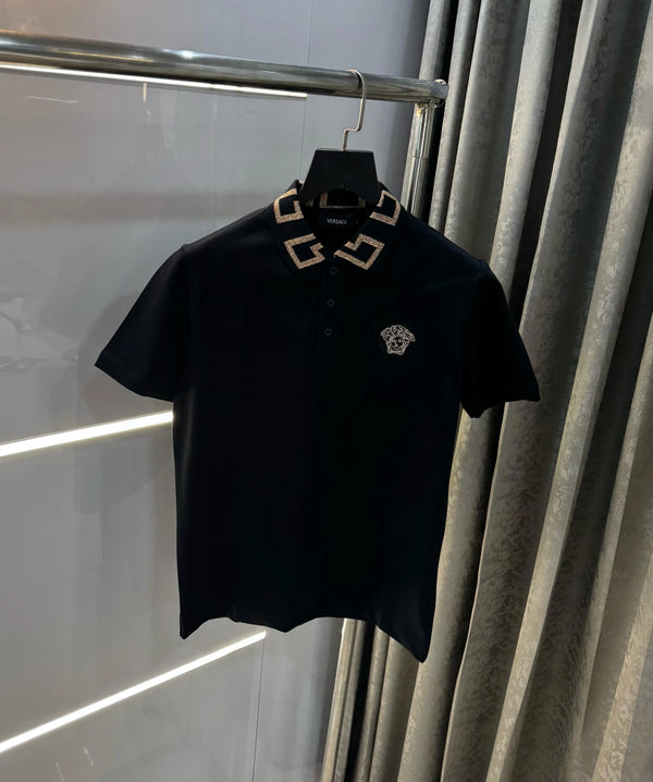 Versac e Couture Black Collar Logo Imported Polo T-Shirt