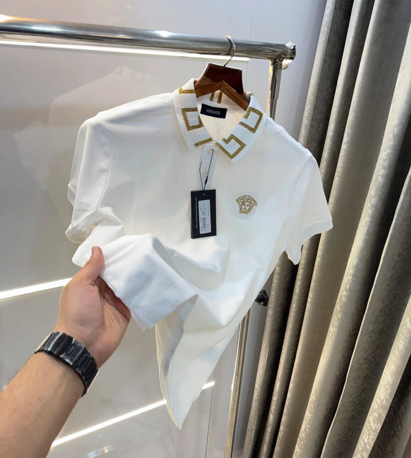 Versac e Couture White Collar Logo Imported Polo T-Shirt
