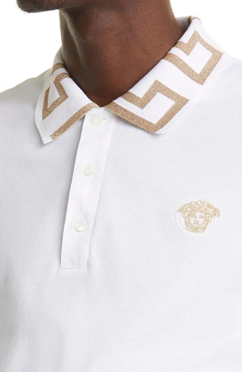 Versac e Couture White Collar Logo Imported Polo T-Shirt