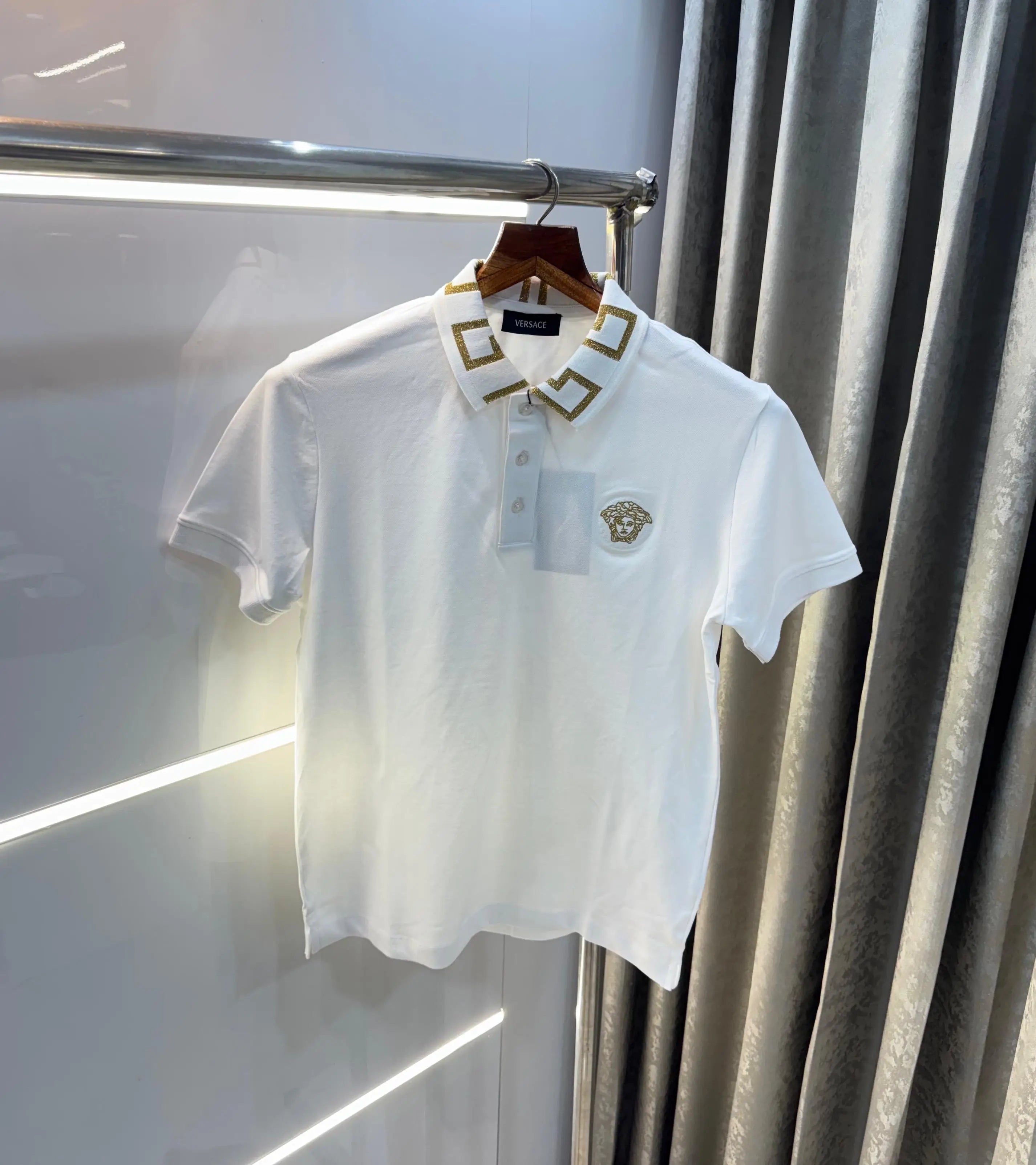 Versac e Couture White Collar Logo Imported Polo T-Shirt