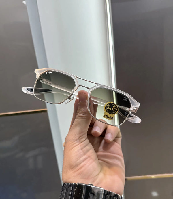 Ray Ban White Green Shaded Lens 04