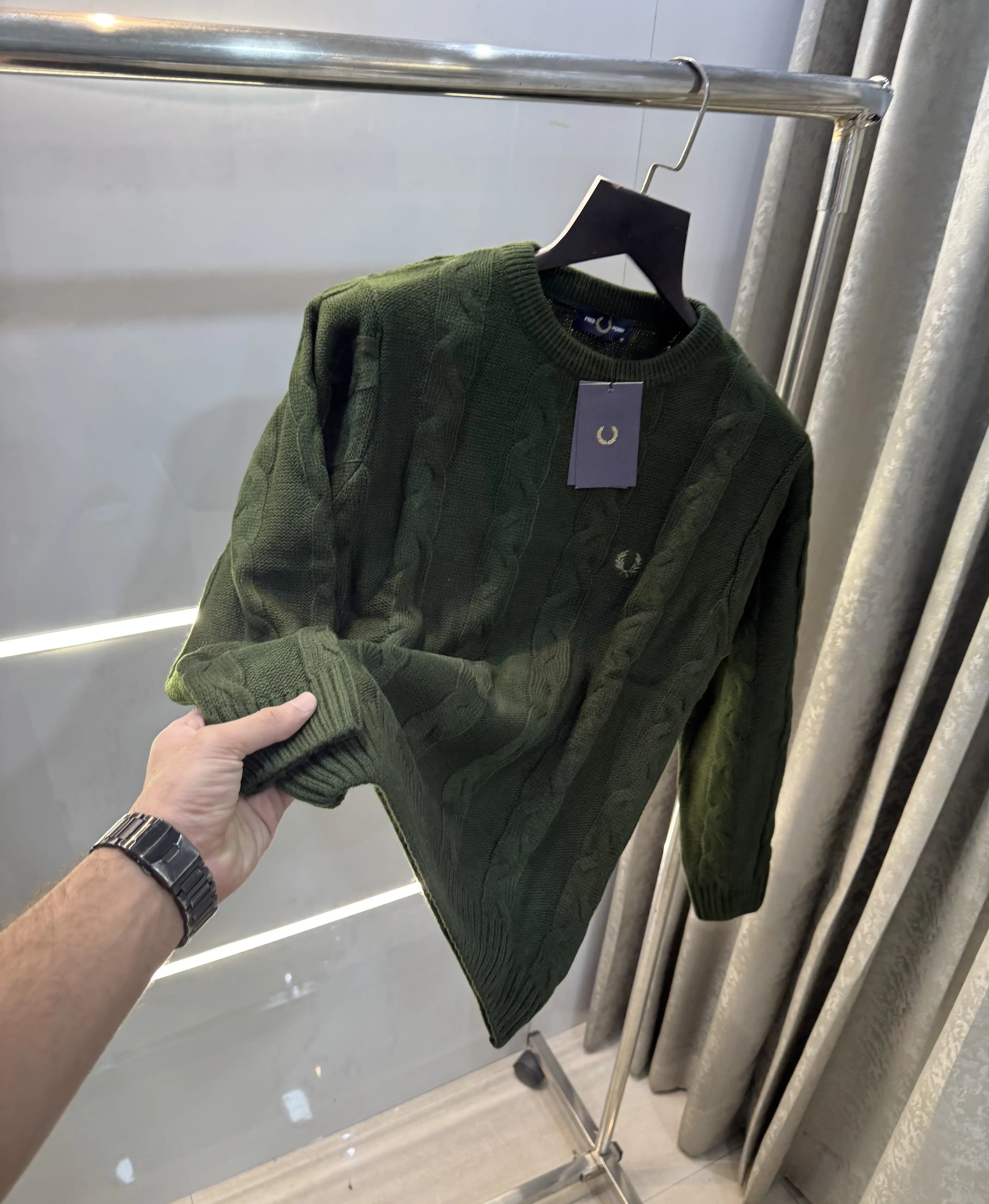 Fredperry Olive Green Embroidery Logo Imported Pull Over Main image