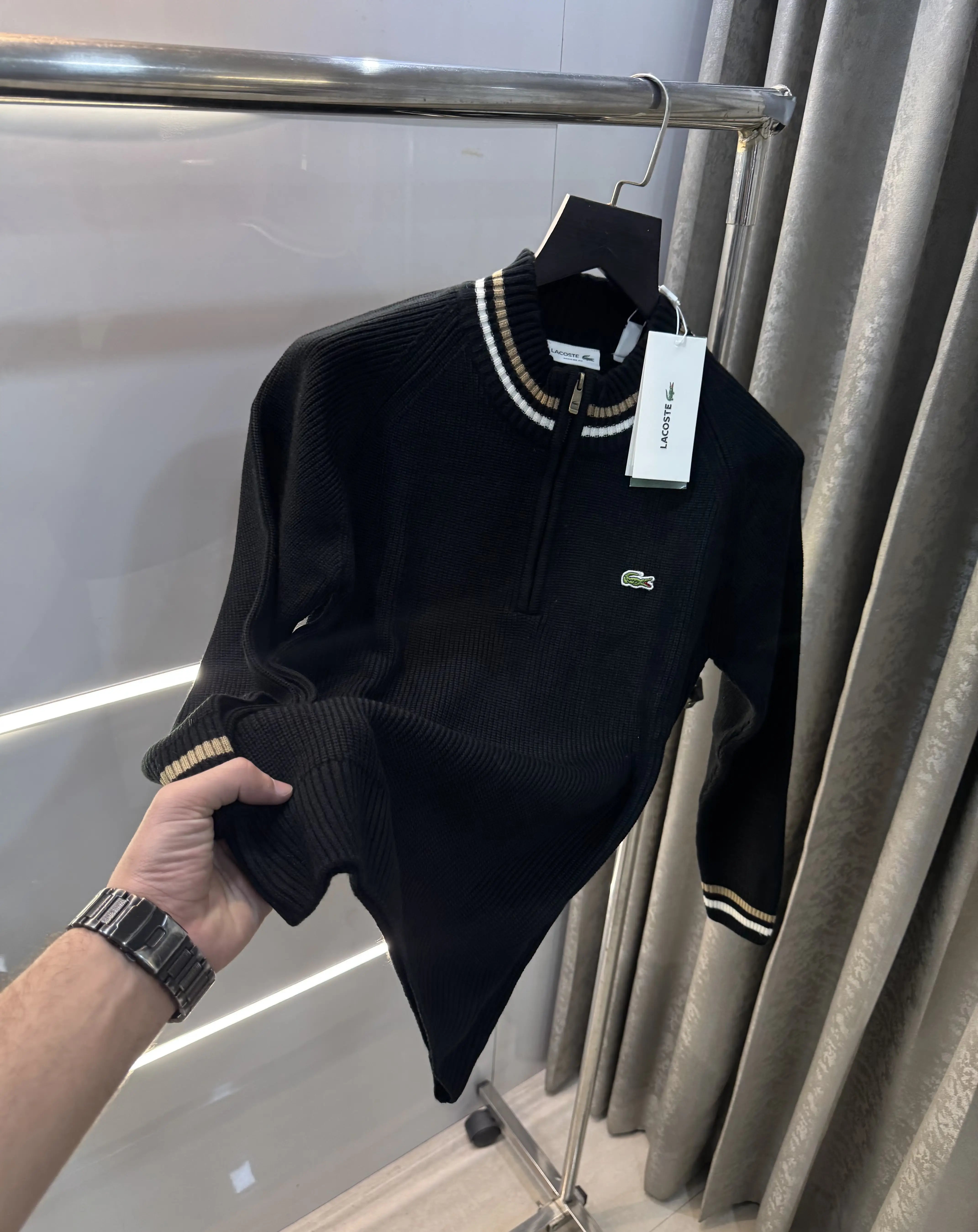 Lacost e Black Zip Imported Pull Over Secondary image