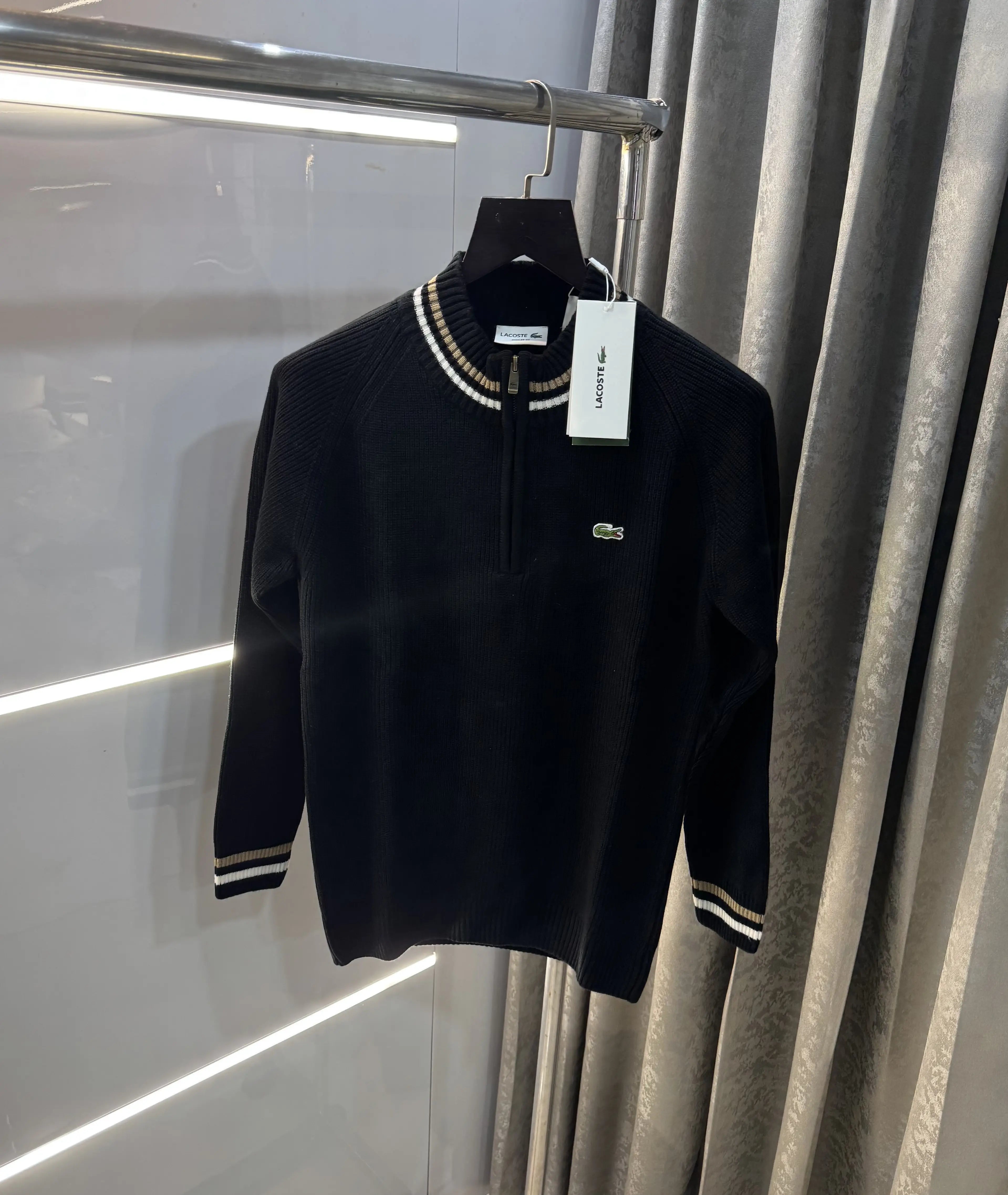 Lacost e Black Zip Imported Pull Over Main image