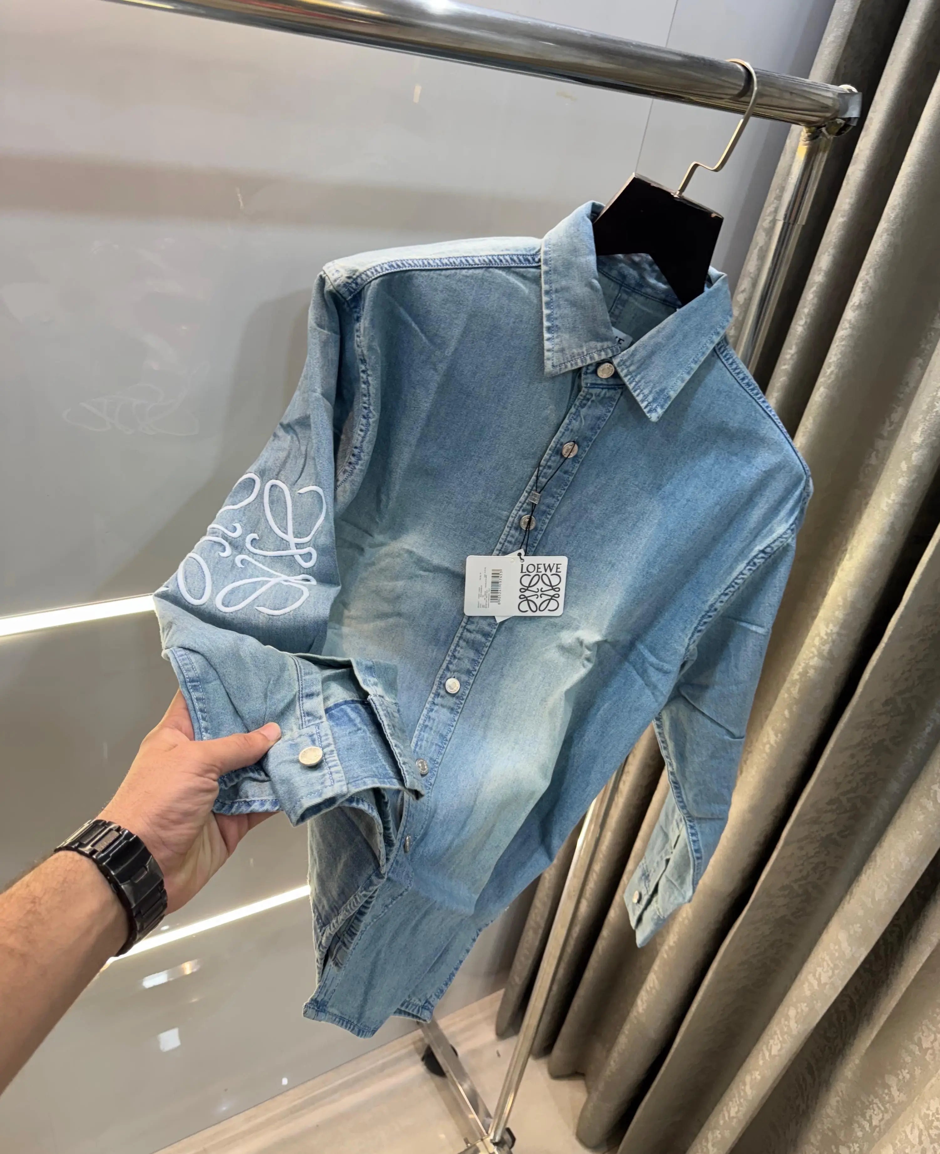 LOEwe Greenish Designer Imported Denim Jacket Secondary image
