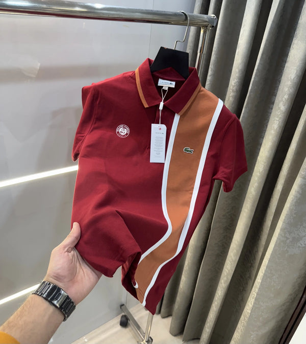 Lacost e Maroon Logo Work Premium Polo T-Shirt