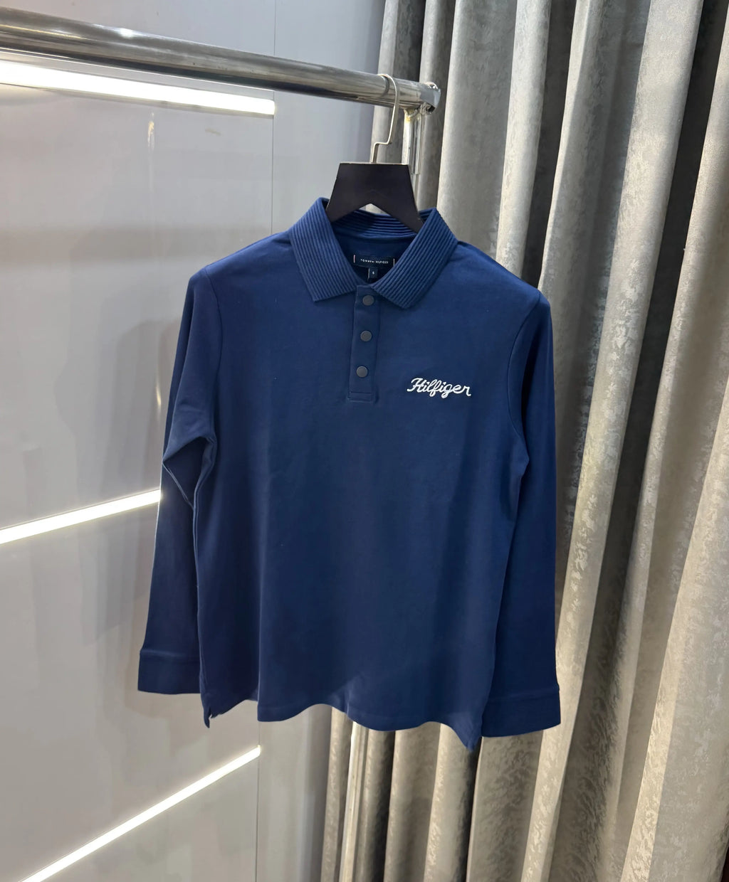 Tomm y Hilfiger Petrol Blue Logo Work Premium Full Sleeve Polo T-Shirt