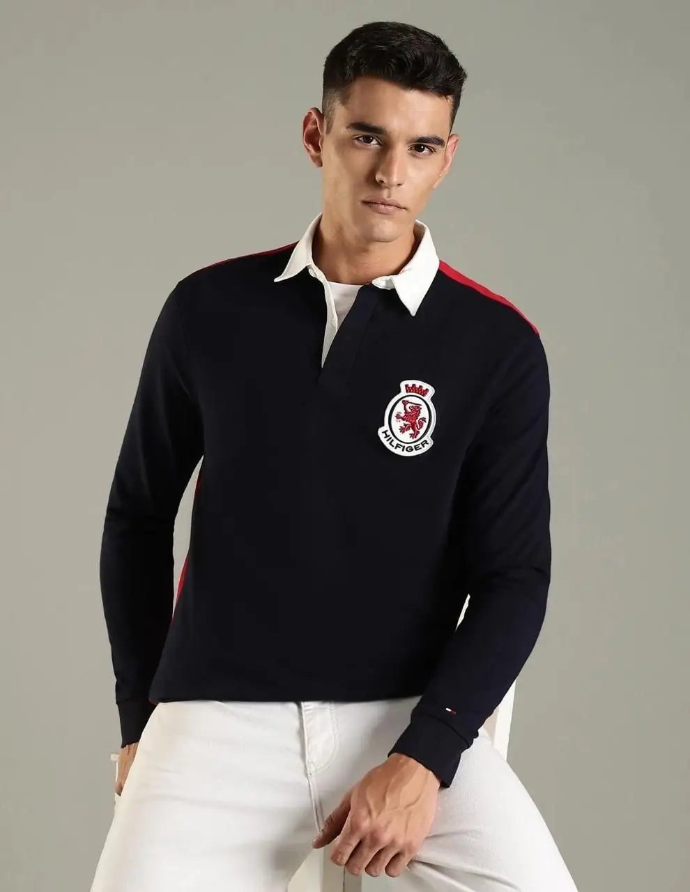 Tomm y Hilfiger Black Logo Work Premium Full Sleeve Polo T-Shirt Main image