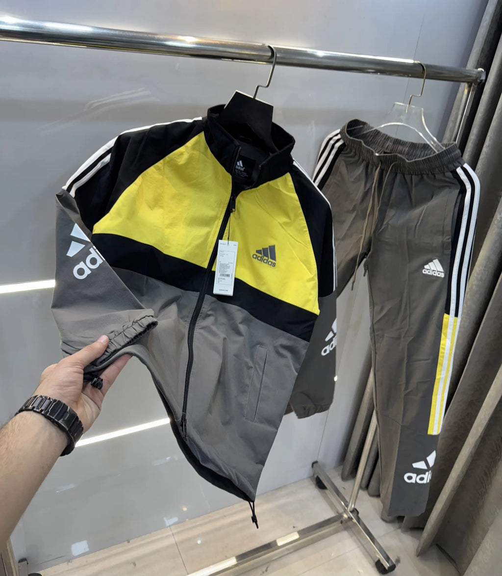 Adida s Yellow Grey Logo Work Premium Tracksuit