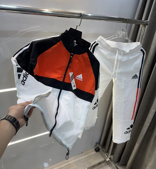 Adida s White Orange Logo Work Premium Tracksuit