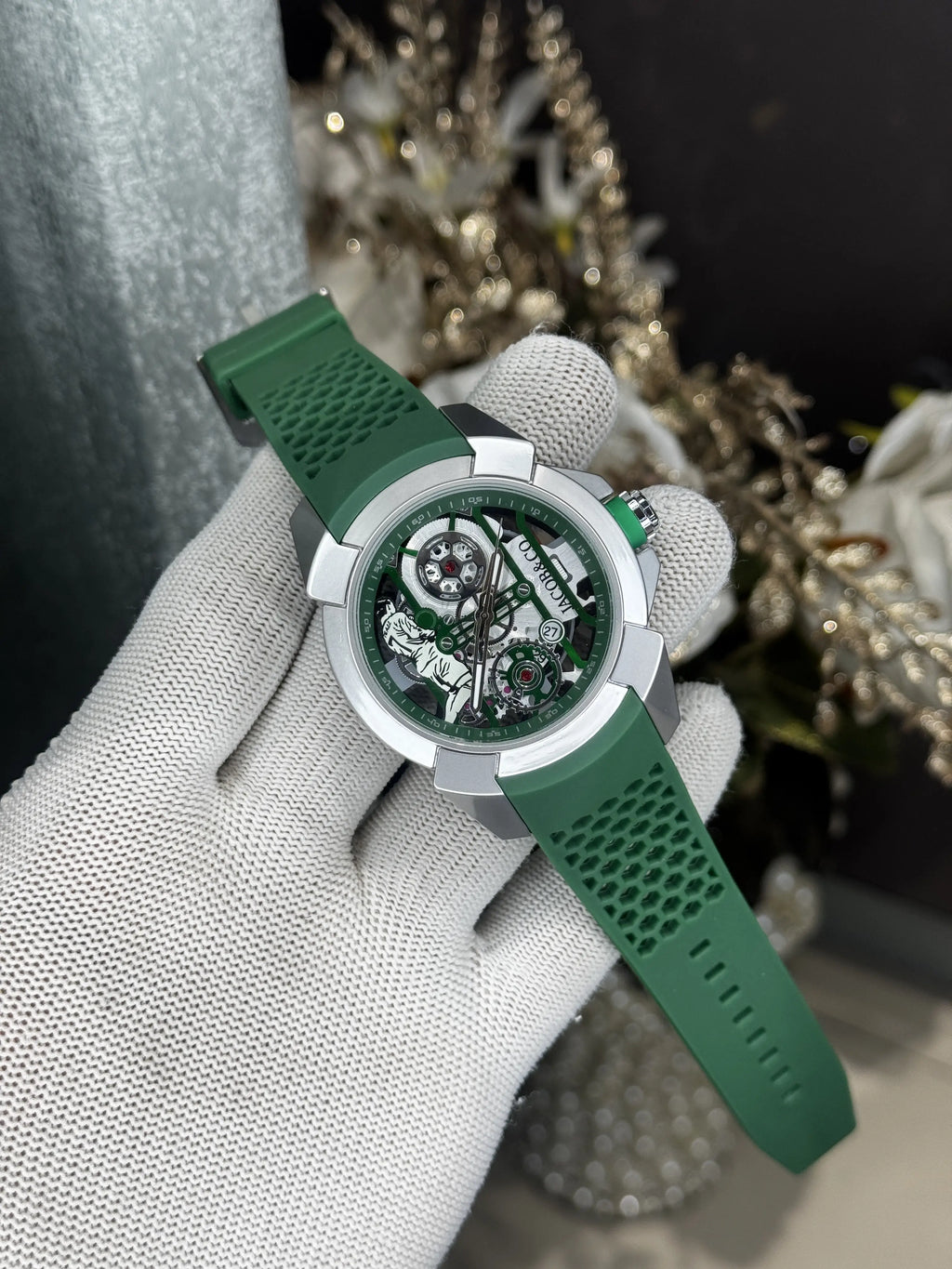 Jacob&Co. Silver Green Cr7 Premium Watch