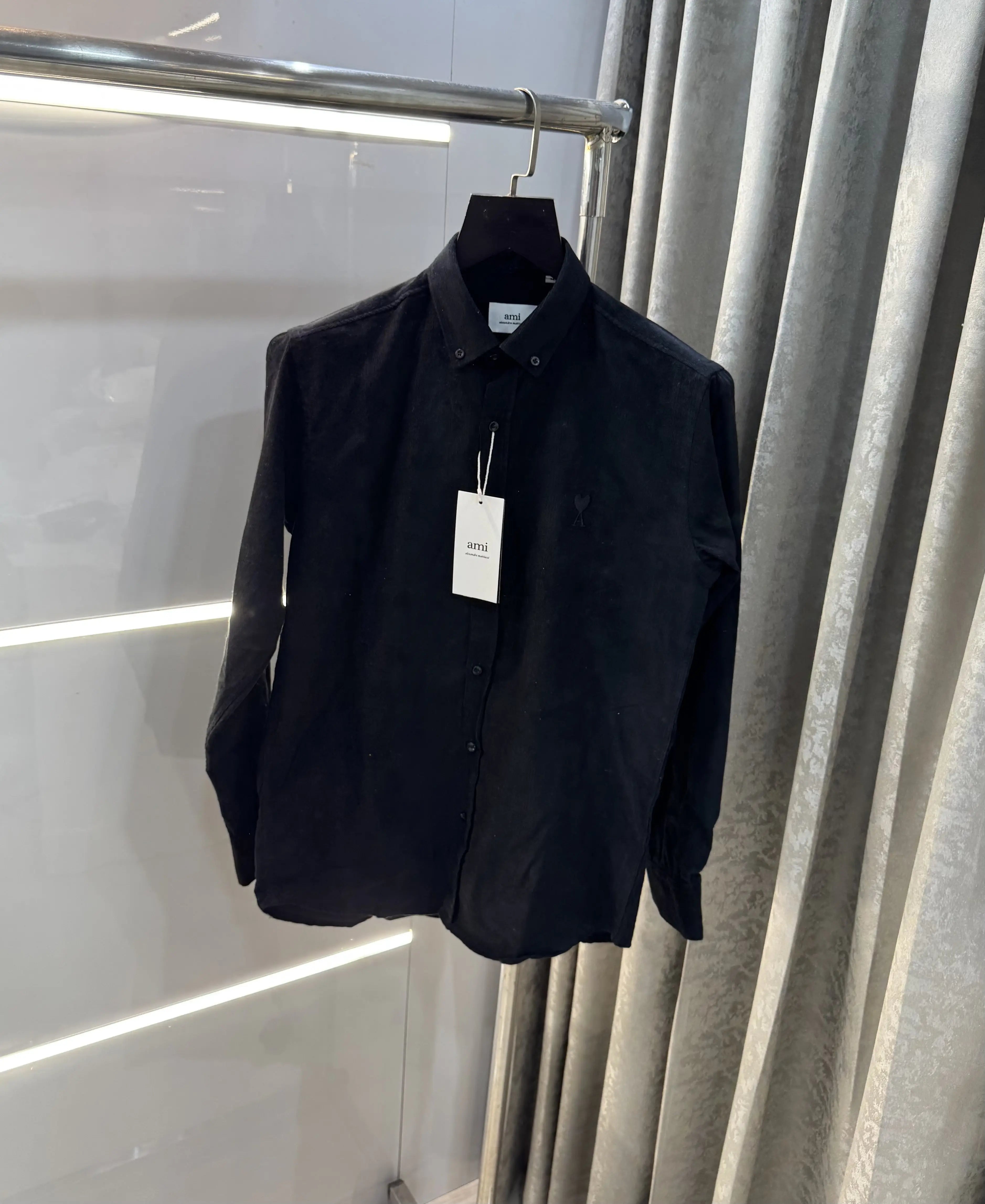 Ami Paris Black Embroidry Logo Premium Shirt