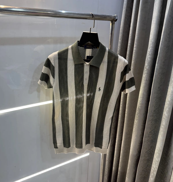 Ralph  Lauren Olive Green Premium Knitted Polo T-Shirt