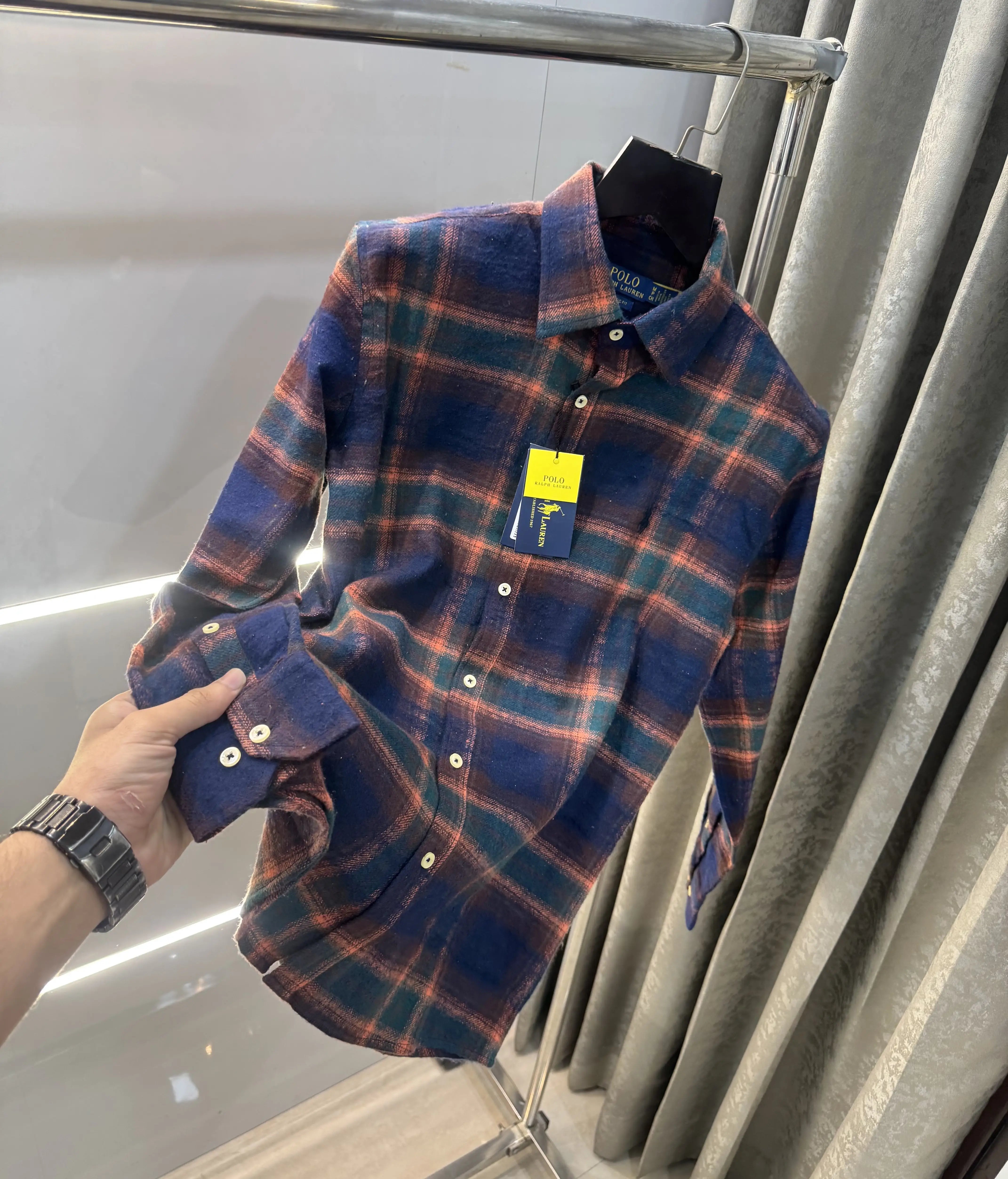 Ralph  Lauren Navy Blue Brushing Checks Premium Shirt Secondary image