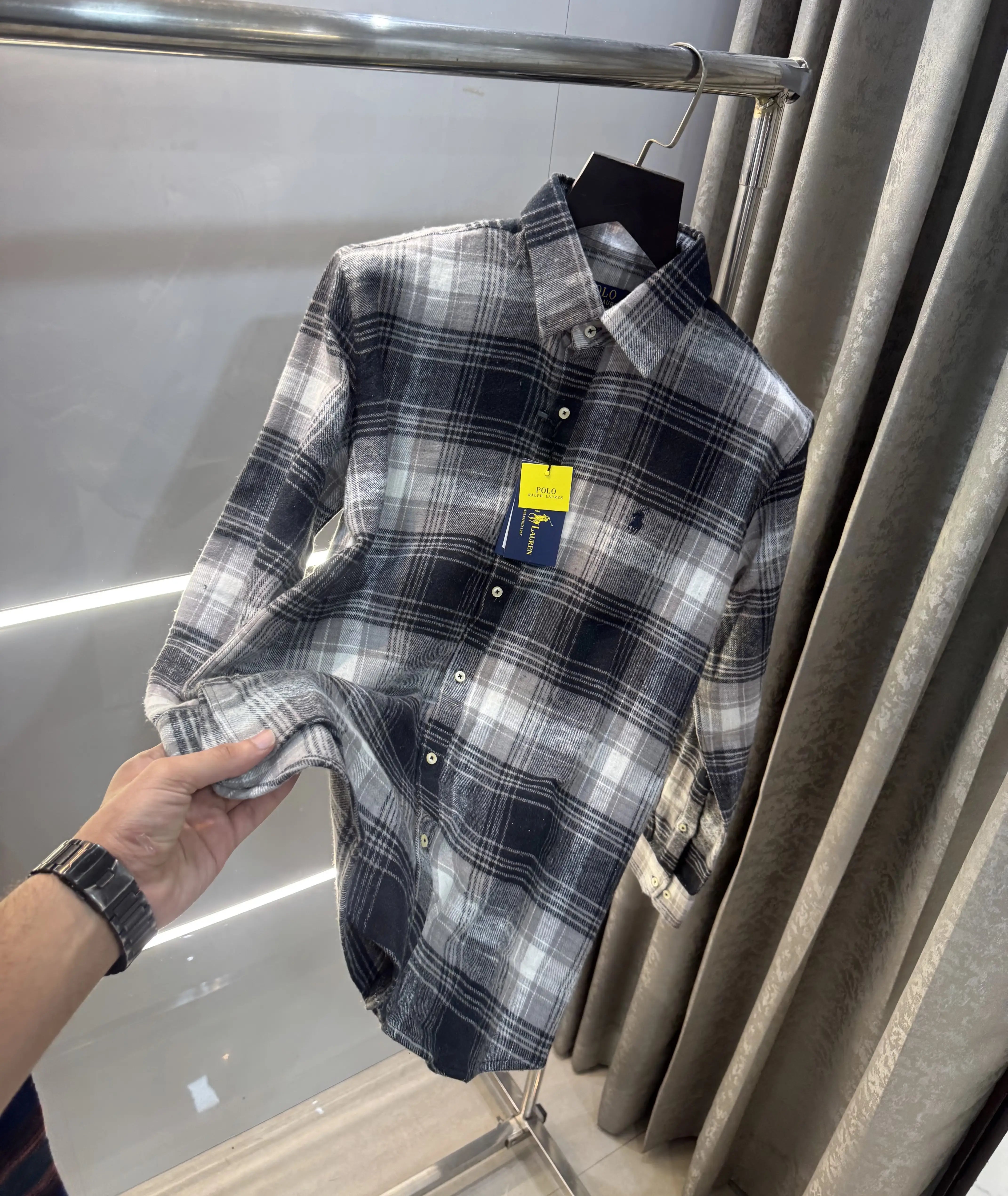 Ralph  Lauren Grey Black Brushing Checks Premium Shirt Secondary image