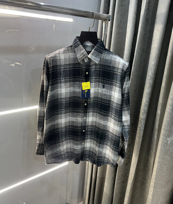 Ralph  Lauren Grey Black Brushing Checks Premium Shirt