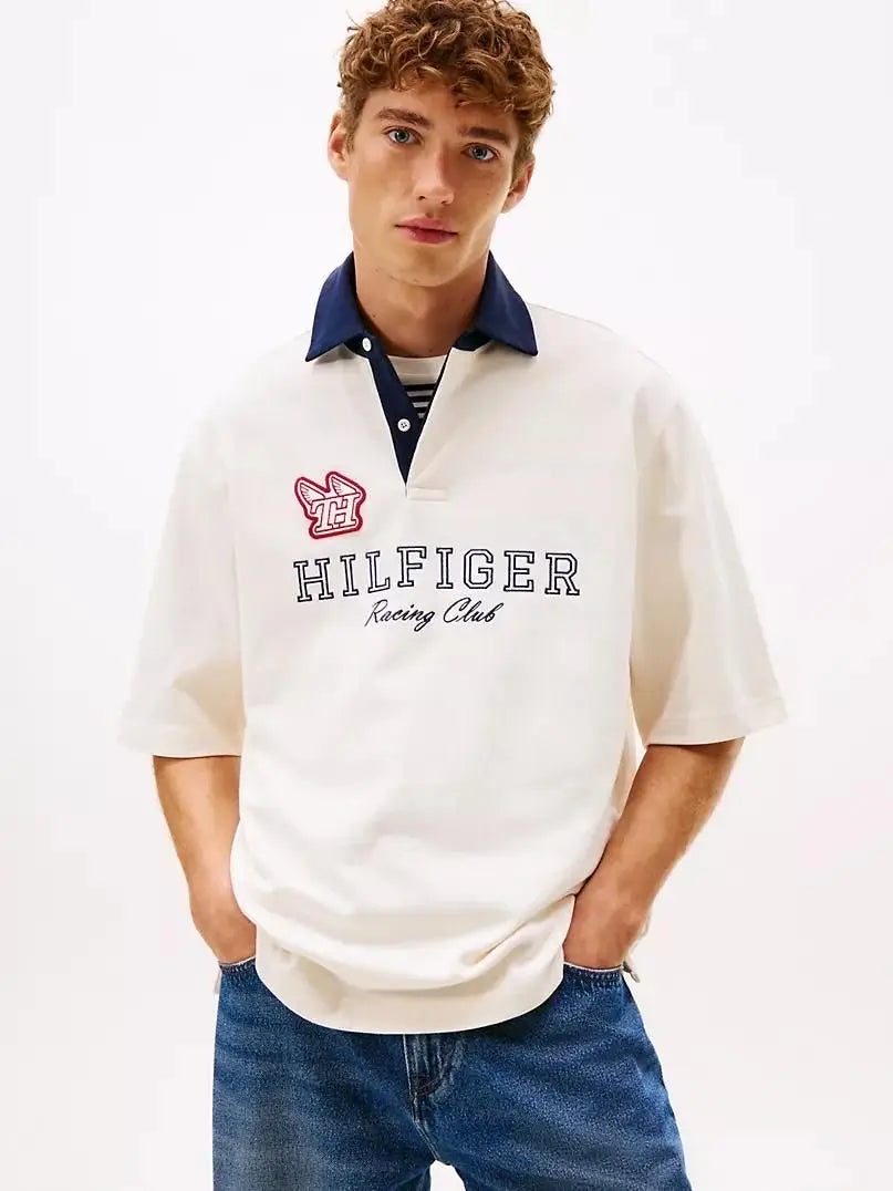 Tommy  Hilfiger Cream Logo Work Premium Polo T-Shirt