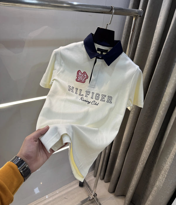 Tommy  Hilfiger Cream Logo Work Premium Polo T-Shirt
