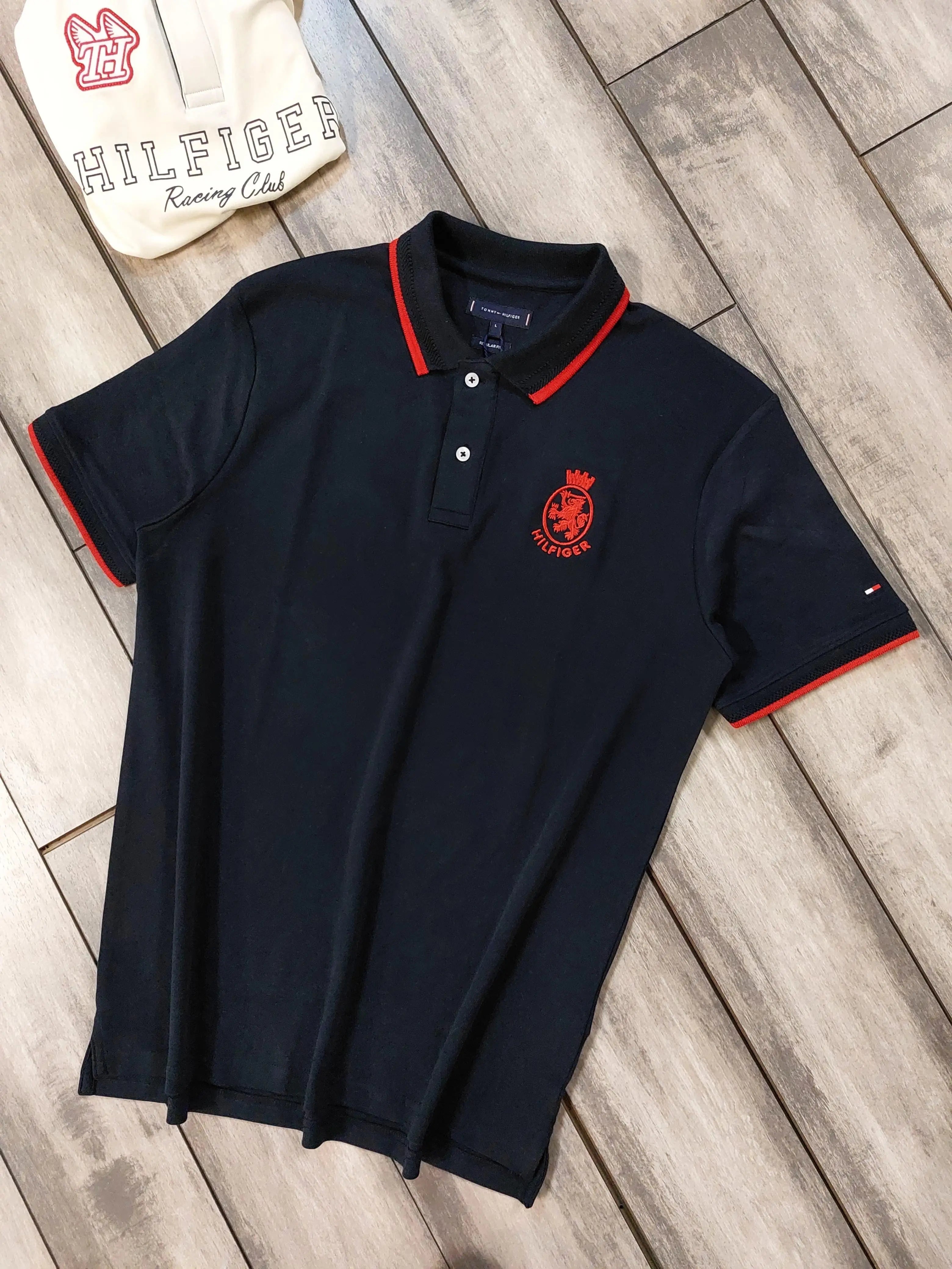 Tomm y  Hilfige r Navy Blue Logo Work Premium Polo T-Shirt Main image