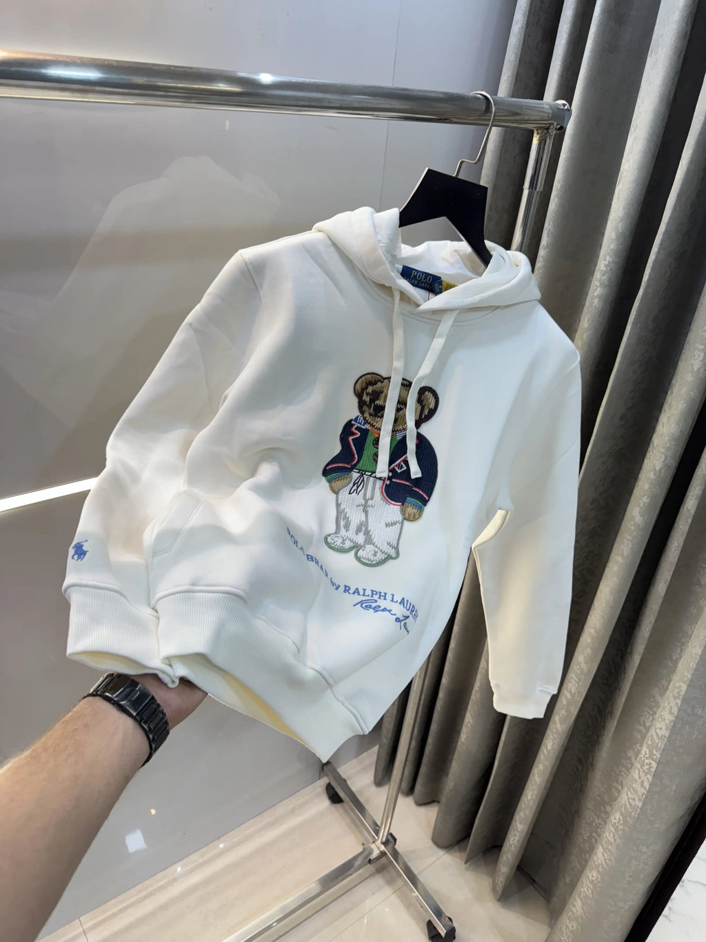 Ralph  Lauren White Teddy Edition Embroidery Logo Imported Hoodie