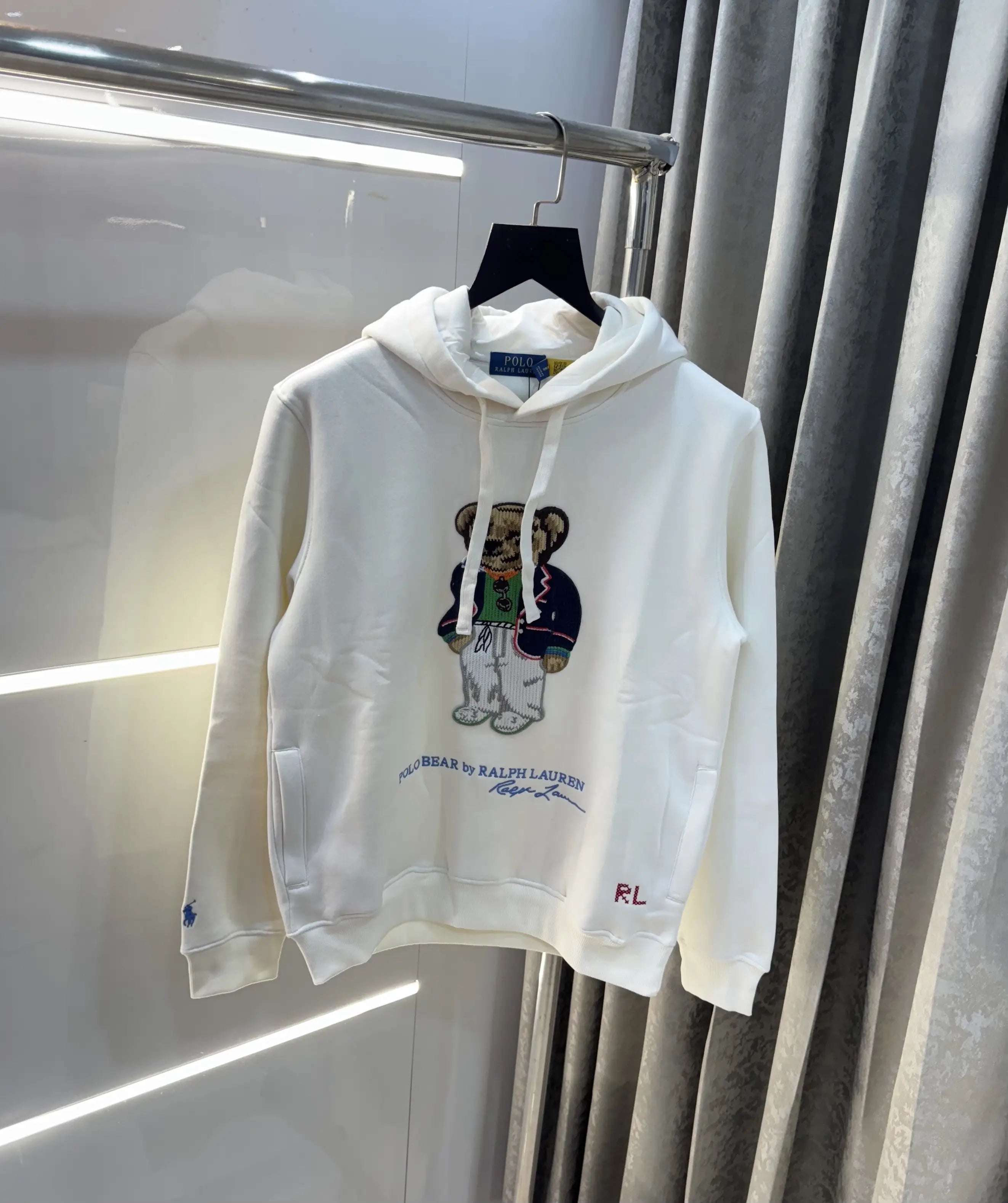Ralph  Lauren White Teddy Edition Embroidery Logo Imported Hoodie