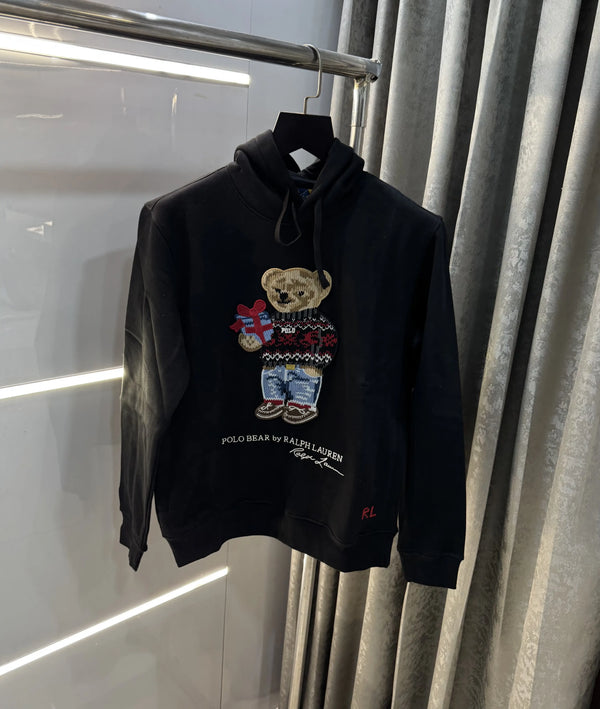 Ralph  Lauren Black Teddy Edition Embroidery Logo Imported Hoodie