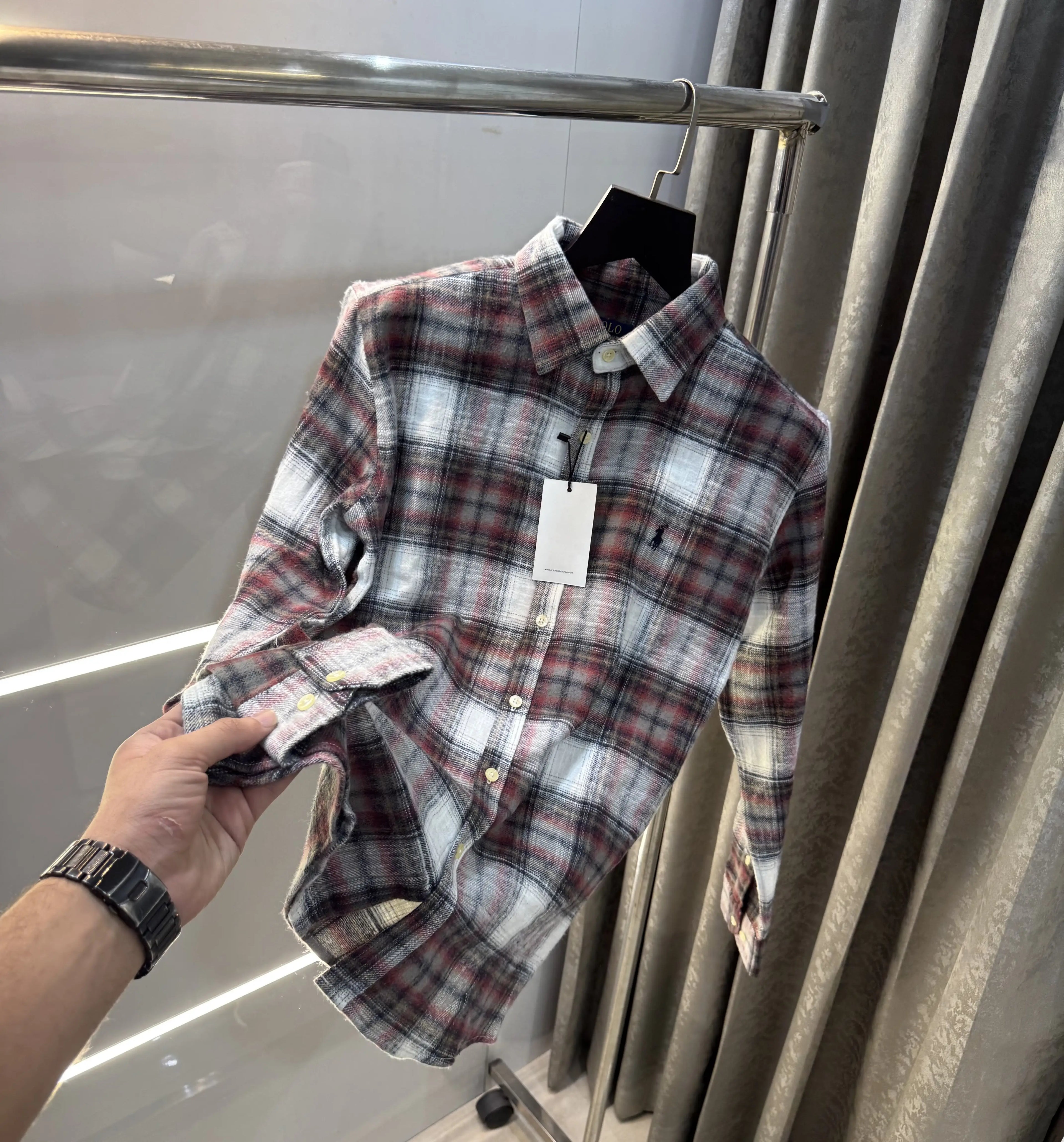 Ralph  Lauren Maroon Brushing Checks Premium Shirt