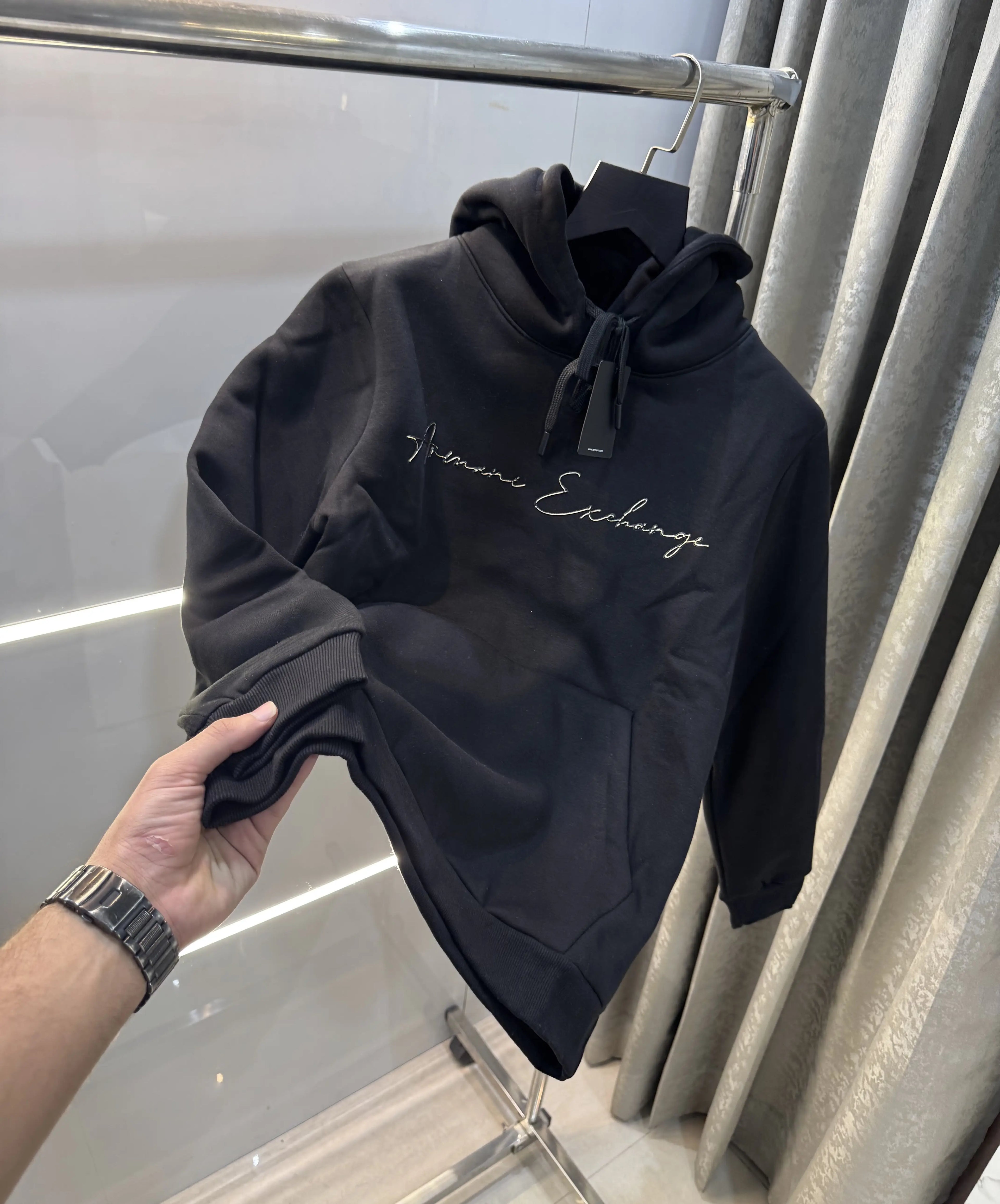 Arman i E_x!chage Black Logo Work Imported Hoodie