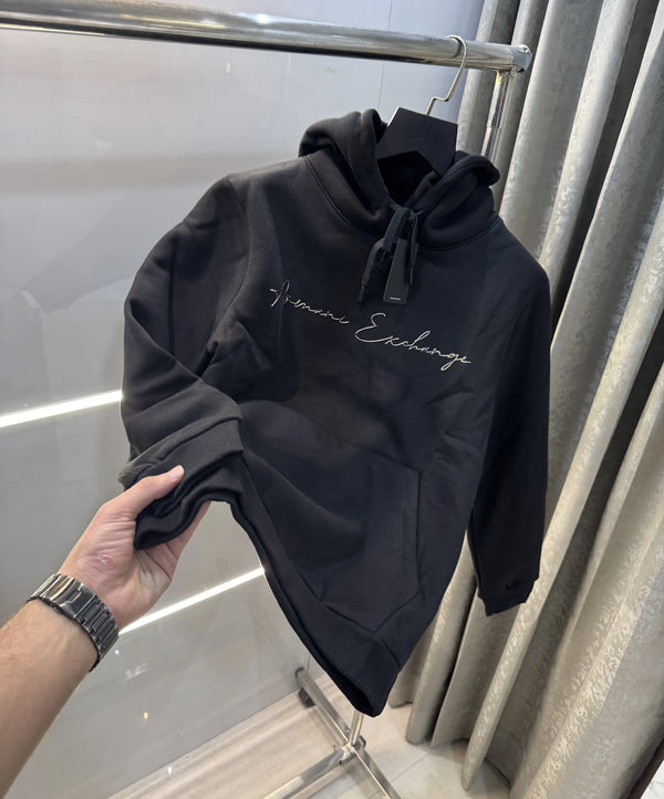 Arman i E_x!chage Black Logo Work Imported Hoodie