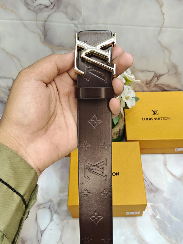 LV LOuIS VU!TTON PREMIUM QUALITY IMP LEATHER EMB0SSED BELT WITH OG BO_x LV-321
