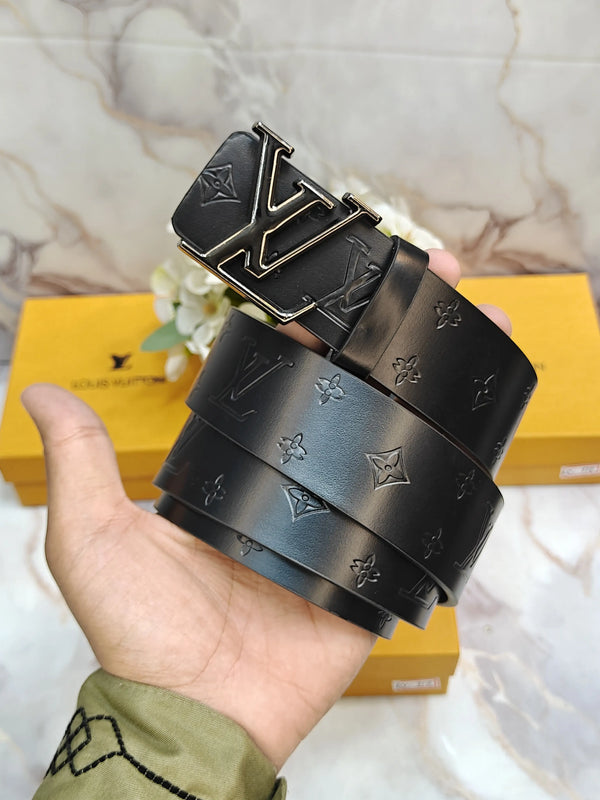 LV LOUIS VUi-TTON PREMIUM QUALITY IMP LEATHER EMBOS5ED BELT WITH OG BOX LV-322