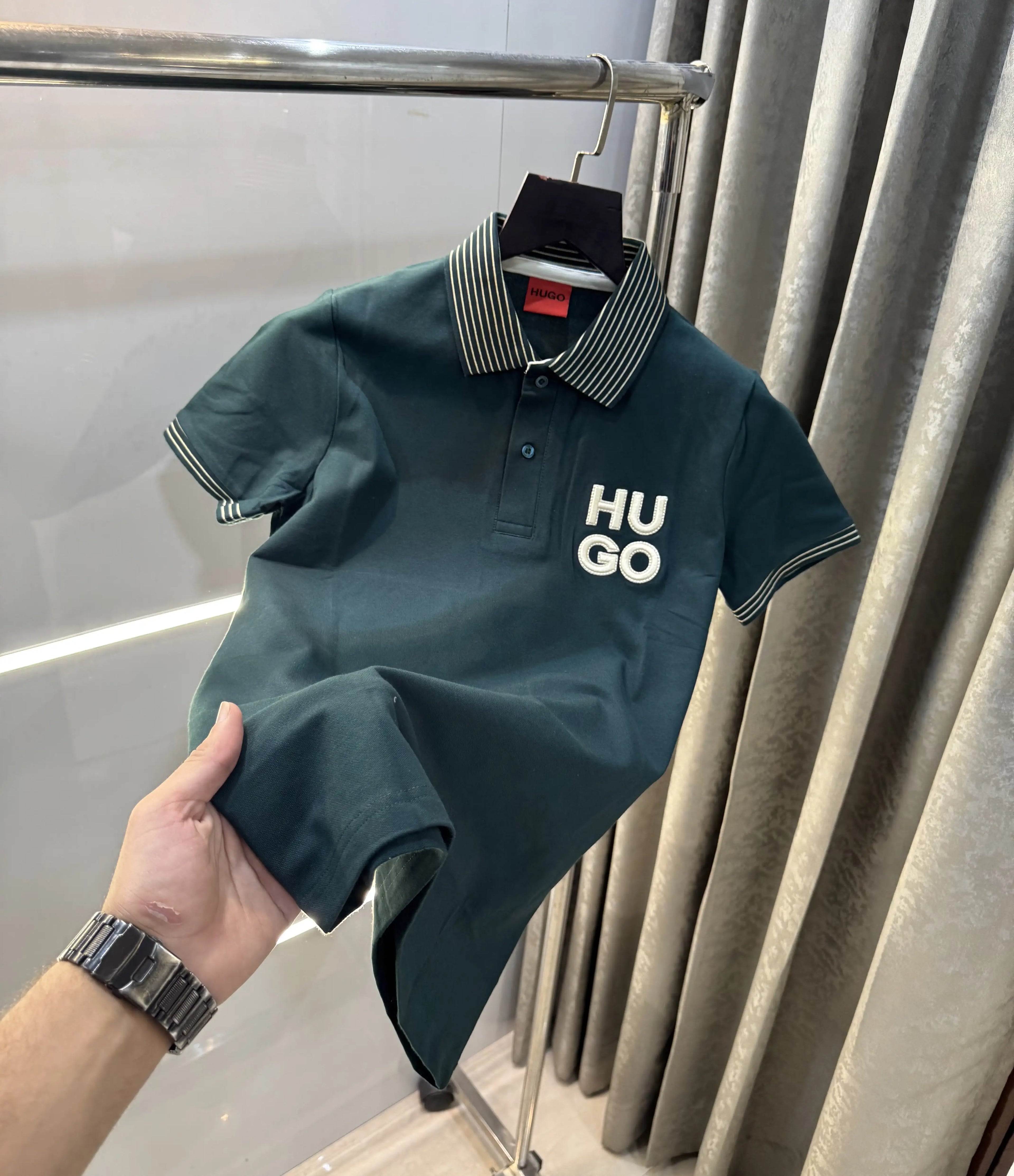 Hugo  Bo-5s Green Logo Work Premium Polo T-Shirt