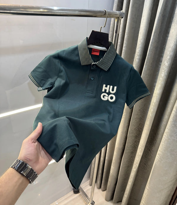 Hugo  Bo-5s Green Logo Work Premium Polo T-Shirt