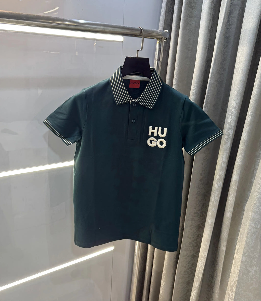 Hugo  Bo-5s Green Logo Work Premium Polo T-Shirt