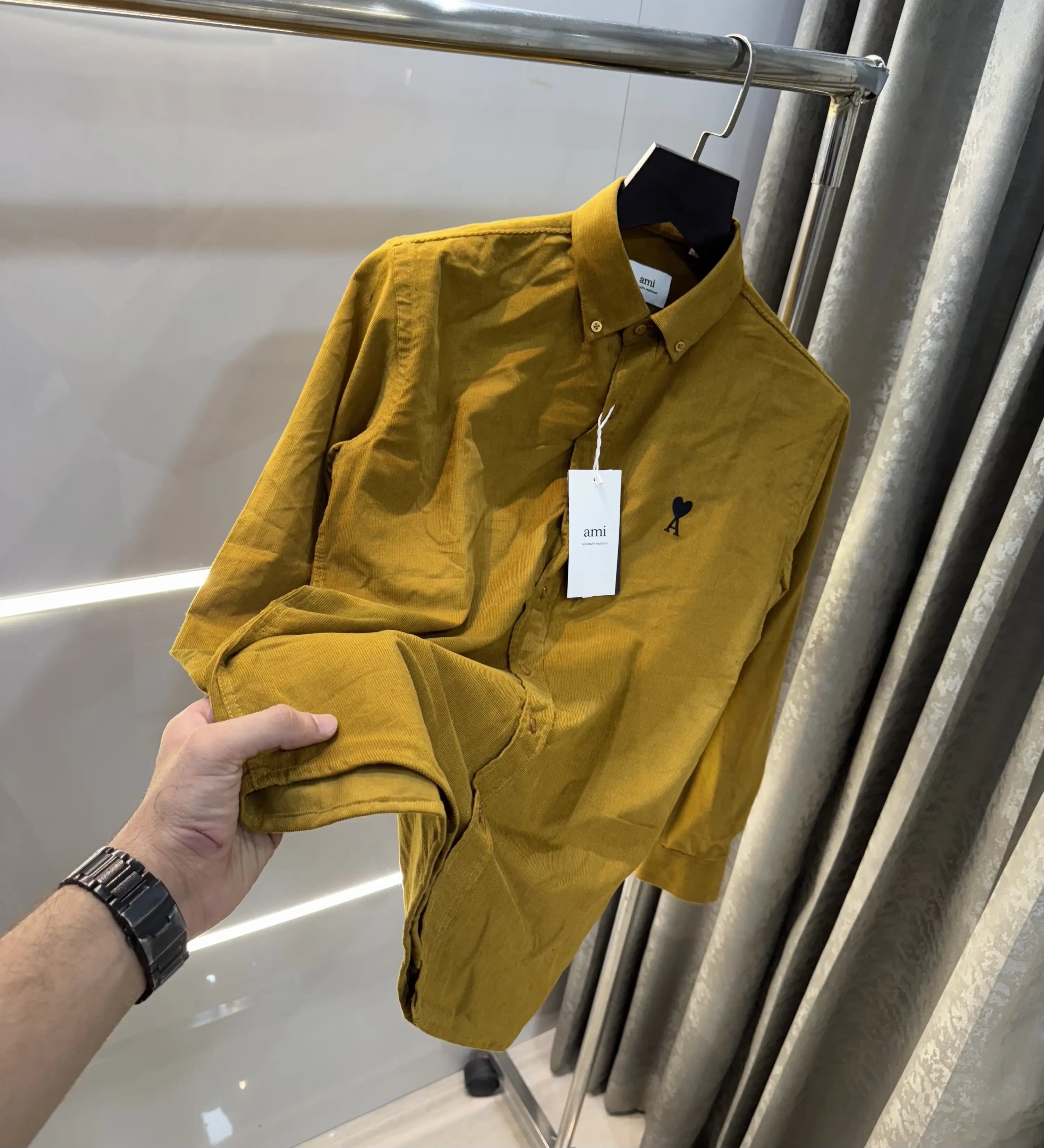 Ami Paris Light Brown Embroidry Logo Premium Shirt