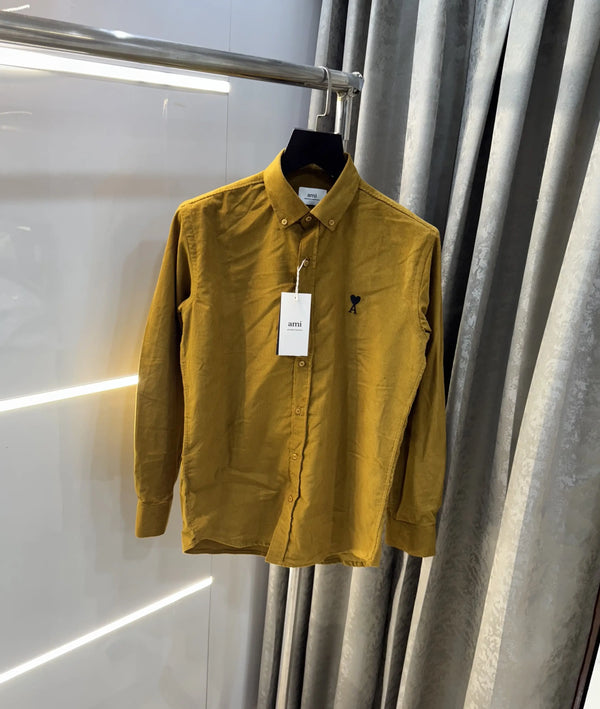 Ami Paris Light Brown Embroidry Logo Premium Shirt