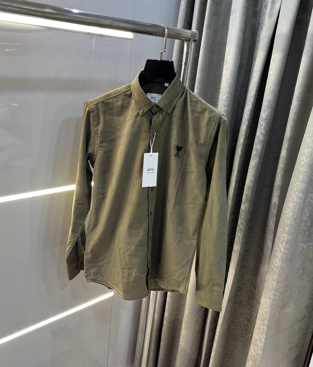 Ami Paris Olive Embroidry Logo Premium Shirt