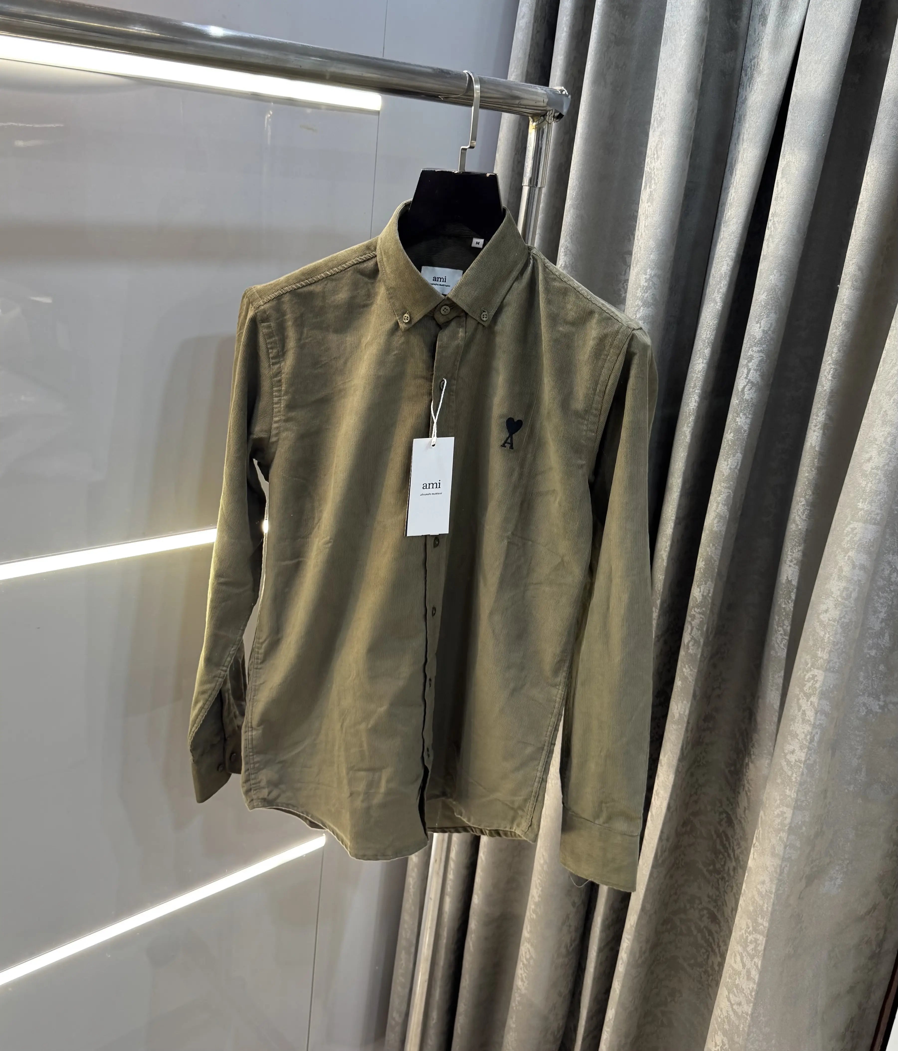 Ami Paris Olive Embroidry Logo Premium Shirt