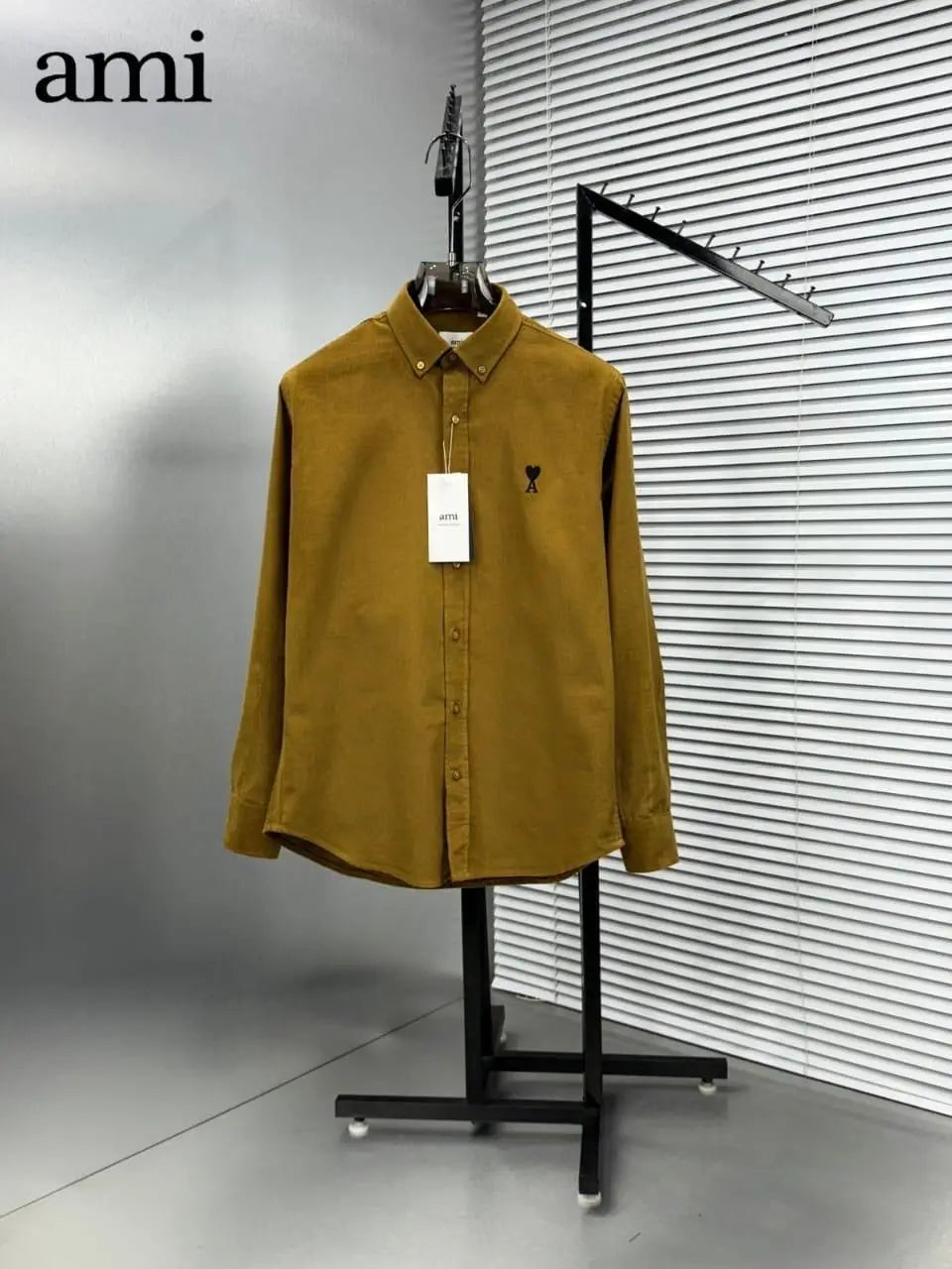 Ami Paris Light Brown Embroidry Logo Premium Shirt