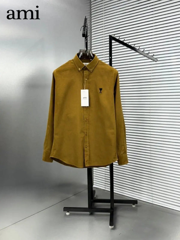 Ami Paris Light Brown Embroidry Logo Premium Shirt