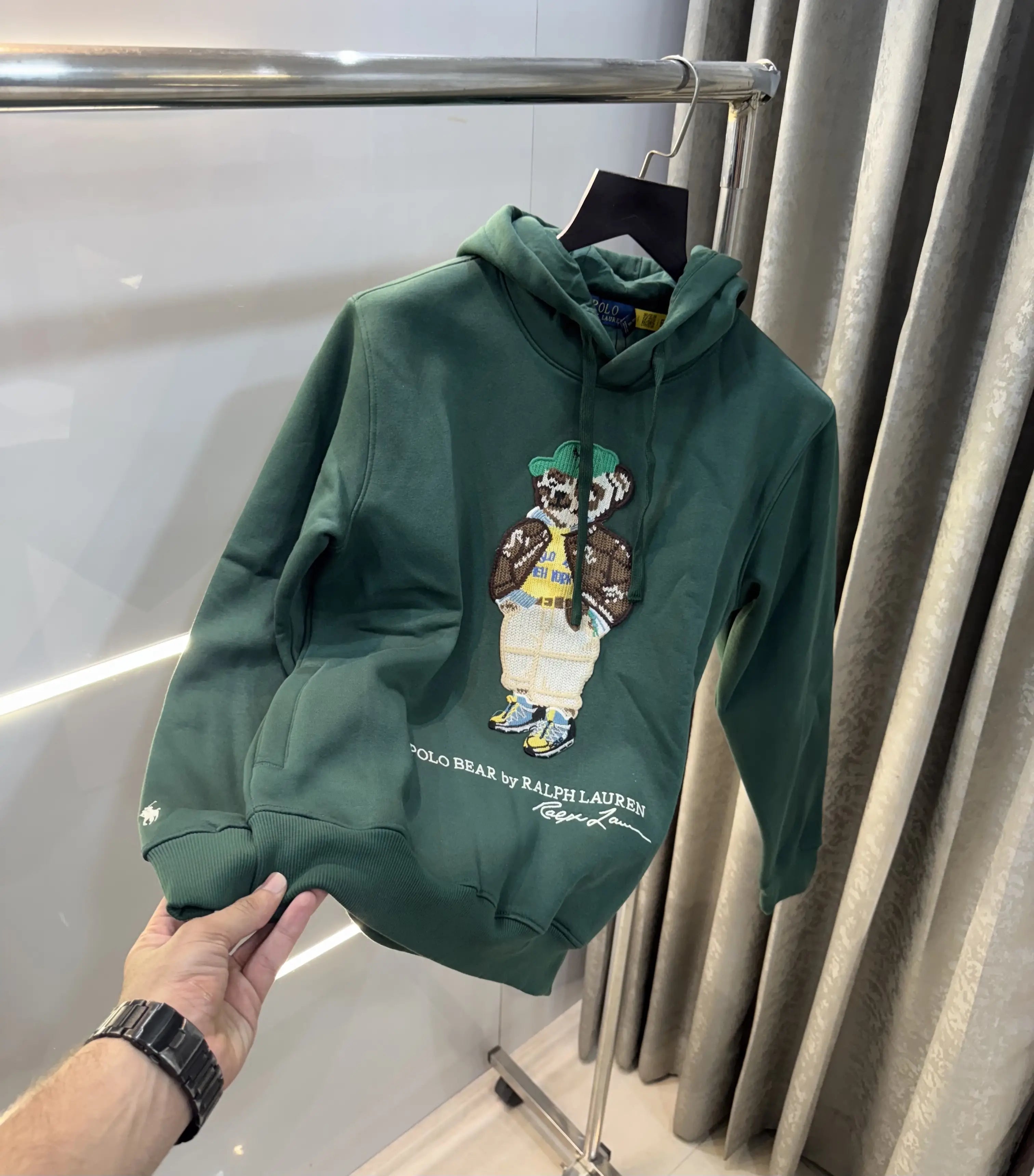 Ralph  Lauren Olive Green Teddy Edition Embroidery Logo Imported Hoodie Main image