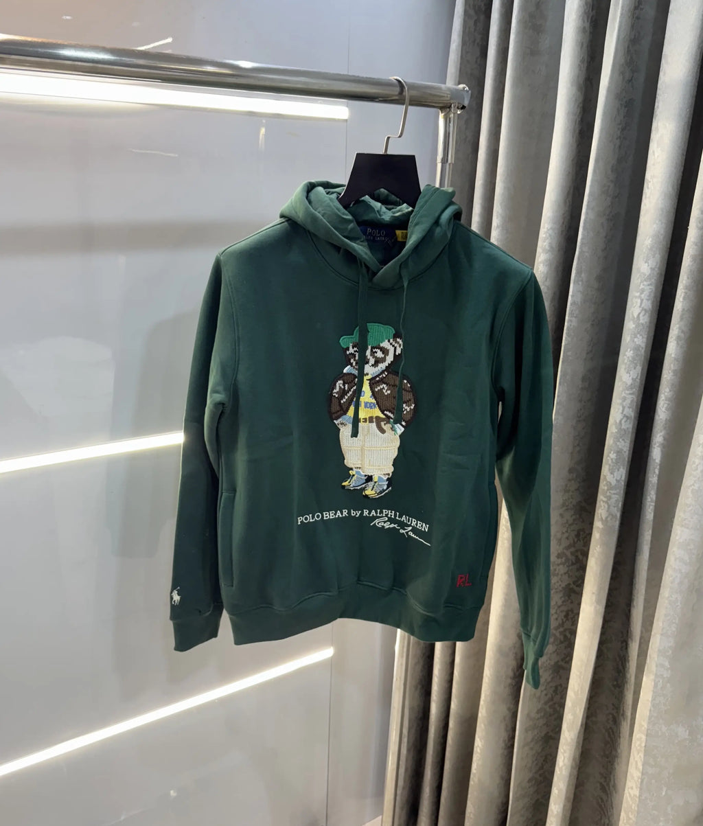 Ralph  Lauren Olive Green Teddy Edition Embroidery Logo Imported Hoodie