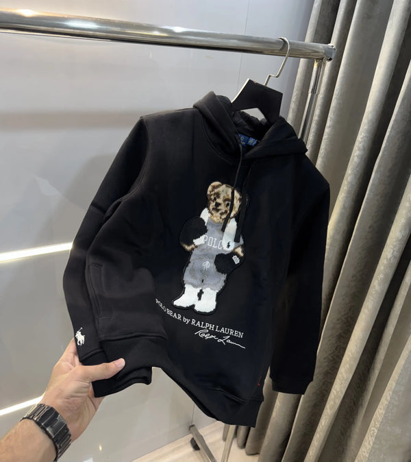 Ralph  Lauren Black Teddy Edition Embroidery Logo Imported Hoodie